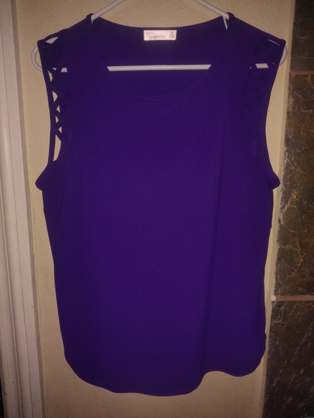 Madison Sleeveless Purple Lattice-Shoulder Women's Top